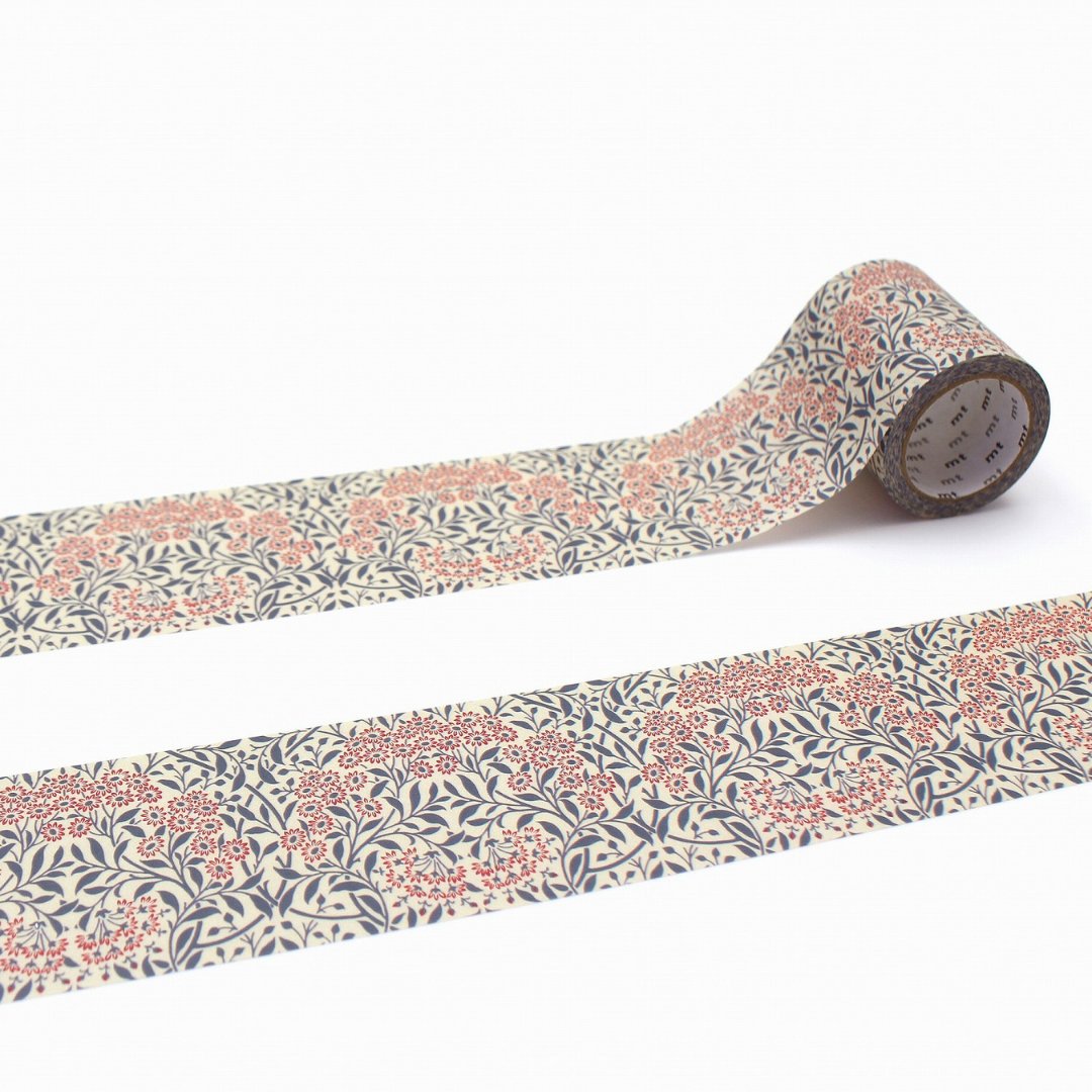 mt x Morris & Co. Washi Tape — Michaelmas Daisy — roll front