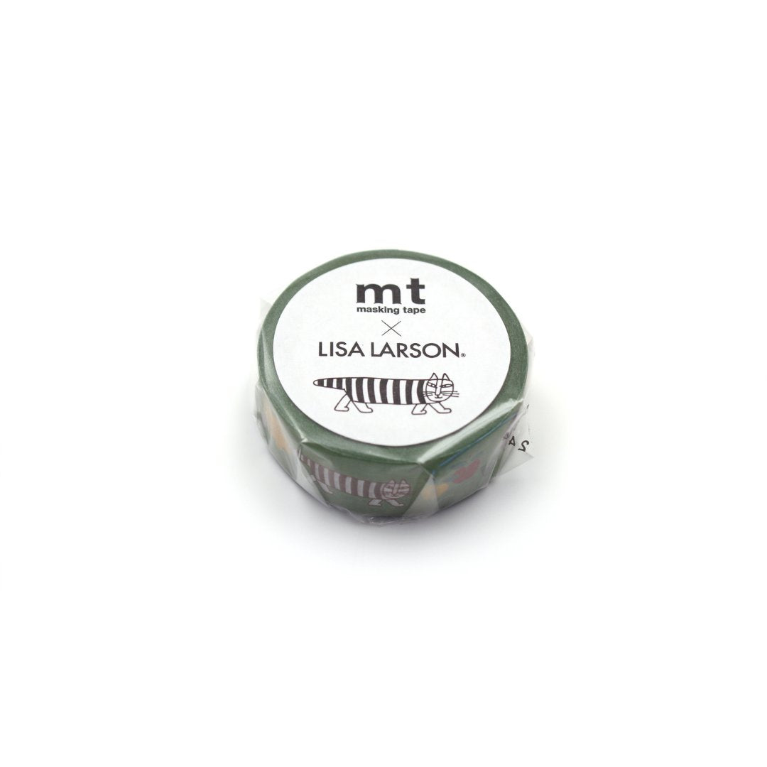 mt x Lisa Larson Washi Tape — Autumn Mikey — rolled out on paper
