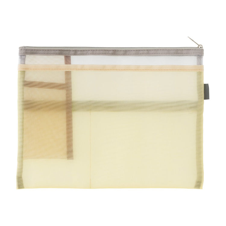 Midori Pen & Tool Pouch <B5> Mesh — Beige — detail view