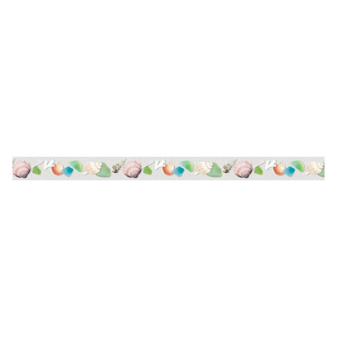 mt EX Washi Tape — Sea Glass and Shells — rolled out on paper