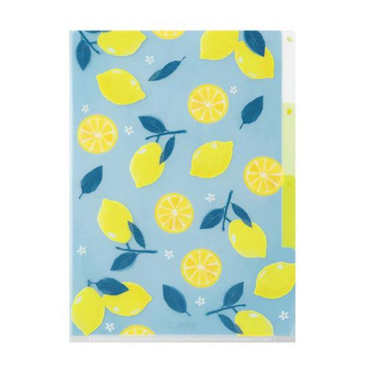 Midori A5 3-Pocket Clear Folder — Lemon — detail view