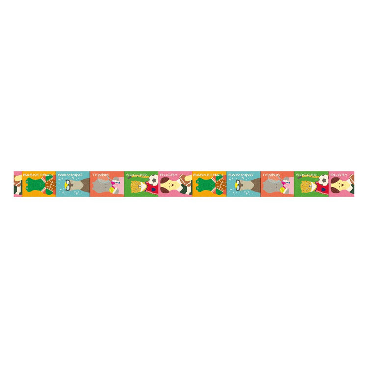 mt EX Washi Tape — Animals x Sports — rolled out on paper