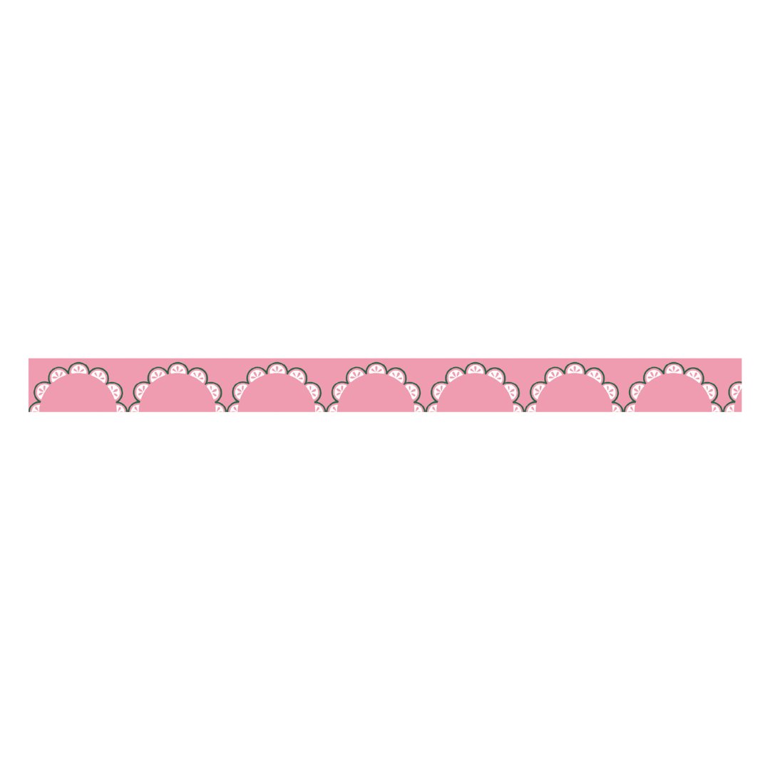 mt 1P Kamoi Retro Design Washi Tape — Floral Lace — rolled out on paper