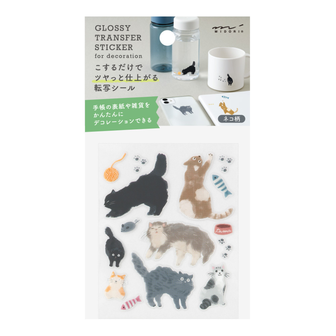 Midori Glossy Transfer Sticker — Cat — sheet front
