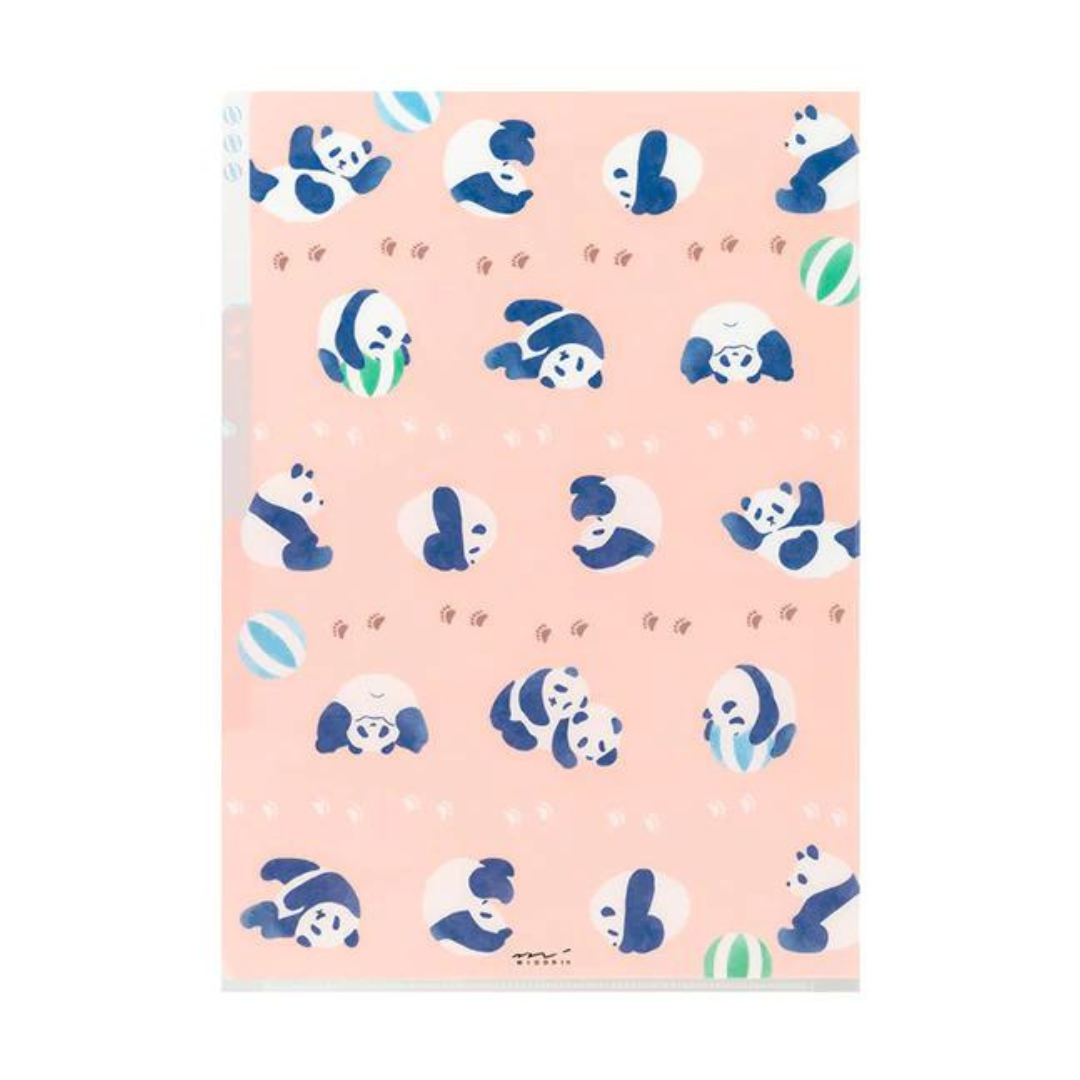 Midori A4 3-Pocket Clear Folder — Panda — detail view