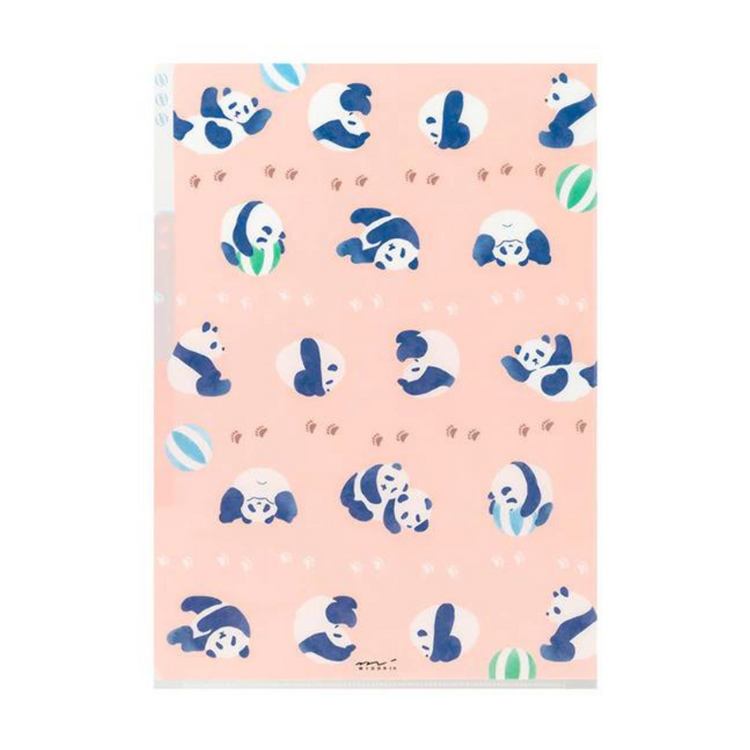 Midori A4 3-Pocket Clear Folder — Panda — detail view