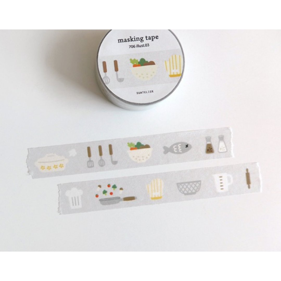 Suatelier Masking Tape — illust.03 — rolled out on paper