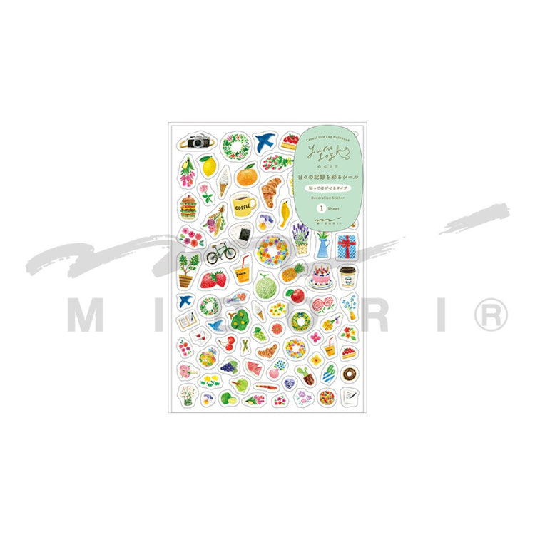 Midori Yuru Log Sticker <1 Sheet> — Motif — applied in a journal
