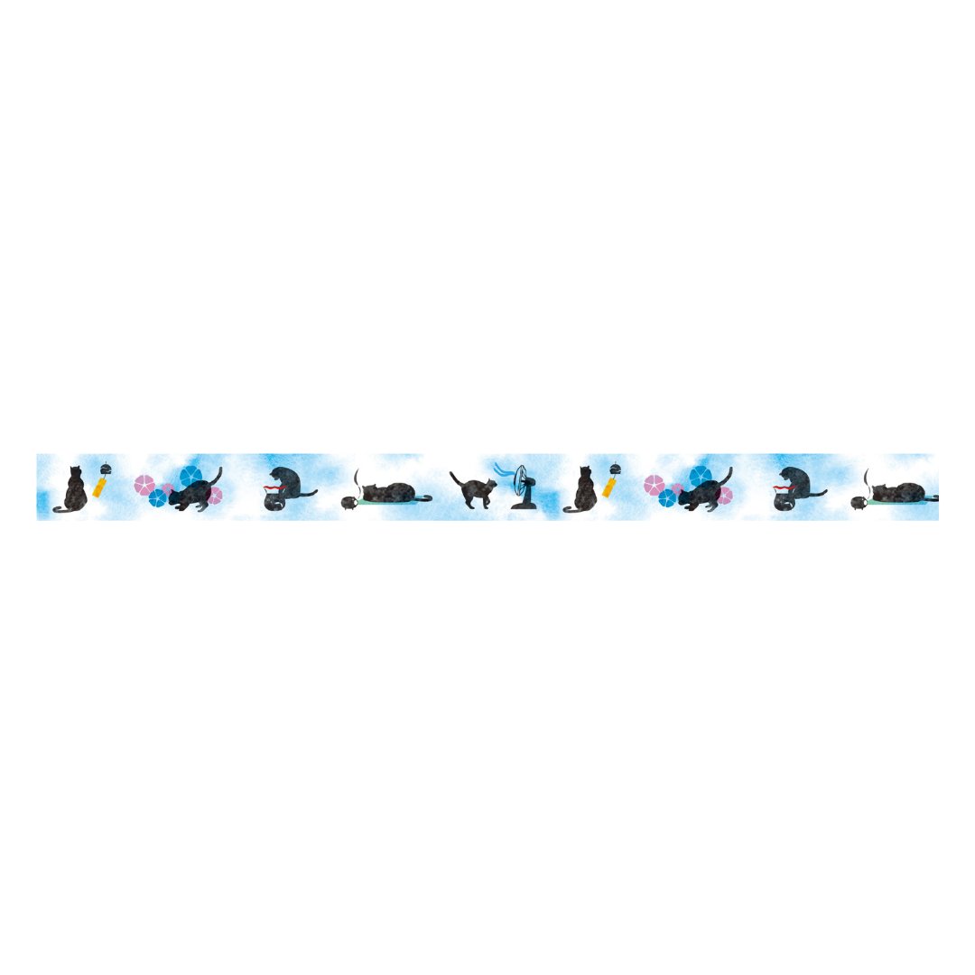 mt EX Washi Tape — Summer Cat — rolled out on paper
