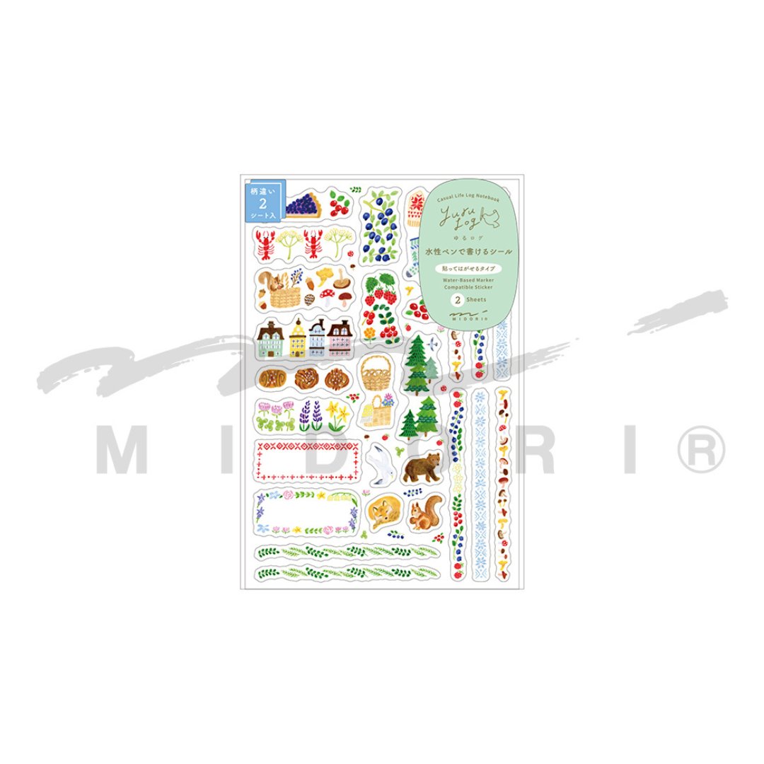 Midori Yuru Log Sticker <2 Sheets> — Scandinavia — with packaging