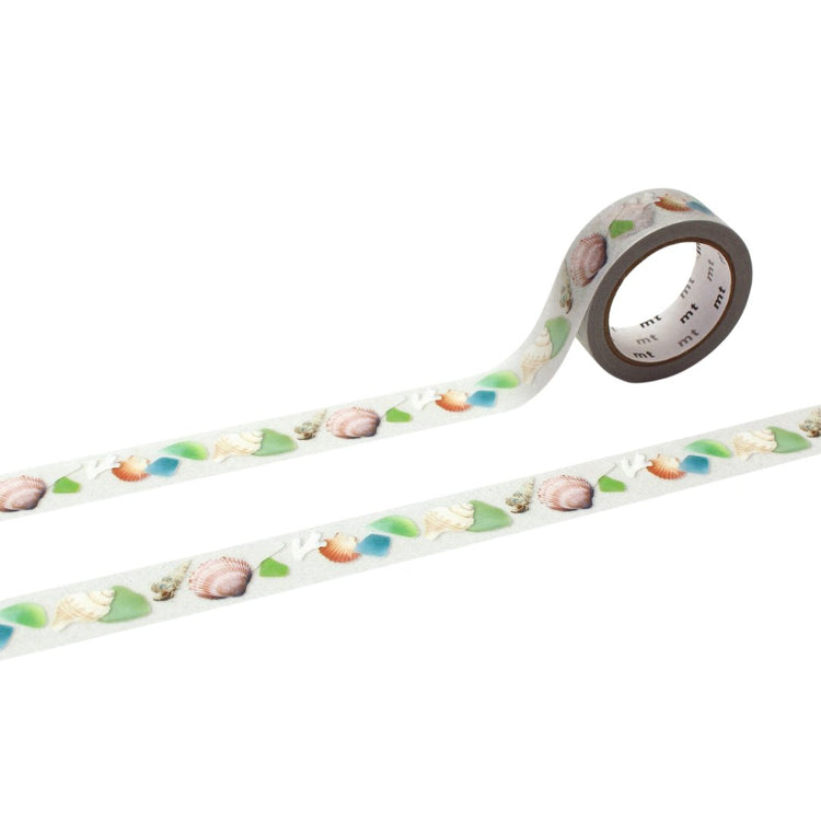 mt EX Washi Tape — Sea Glass and Shells — roll front