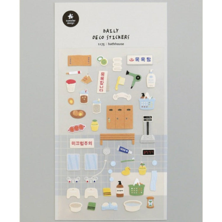 Suatelier Daily Deco Sticker — Bathhouse — with packaging