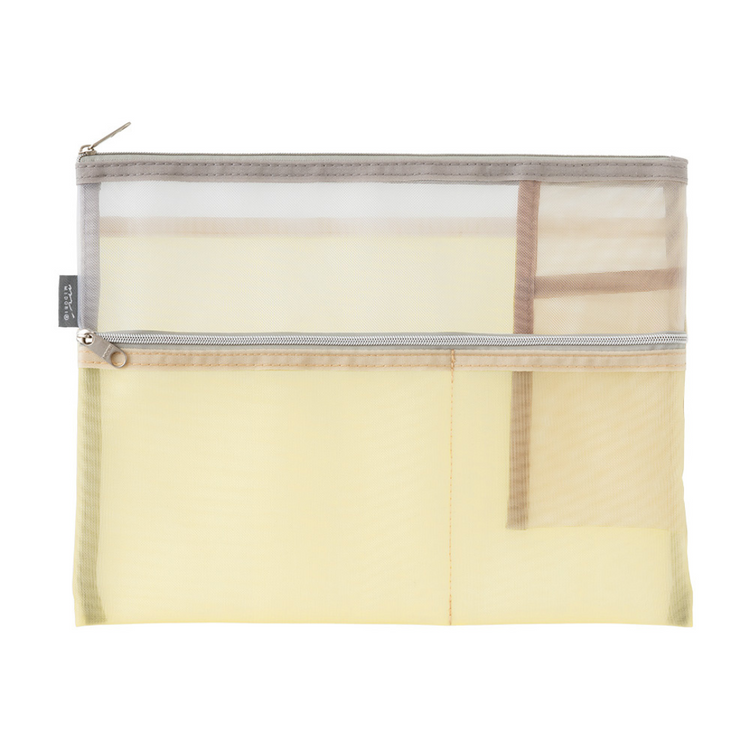 Midori Pen & Tool Pouch <B5> Mesh — Beige — with packaging