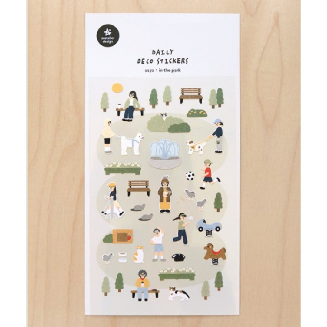 Suatelier Daily Deco Sticker — In the Park — applied in a journal