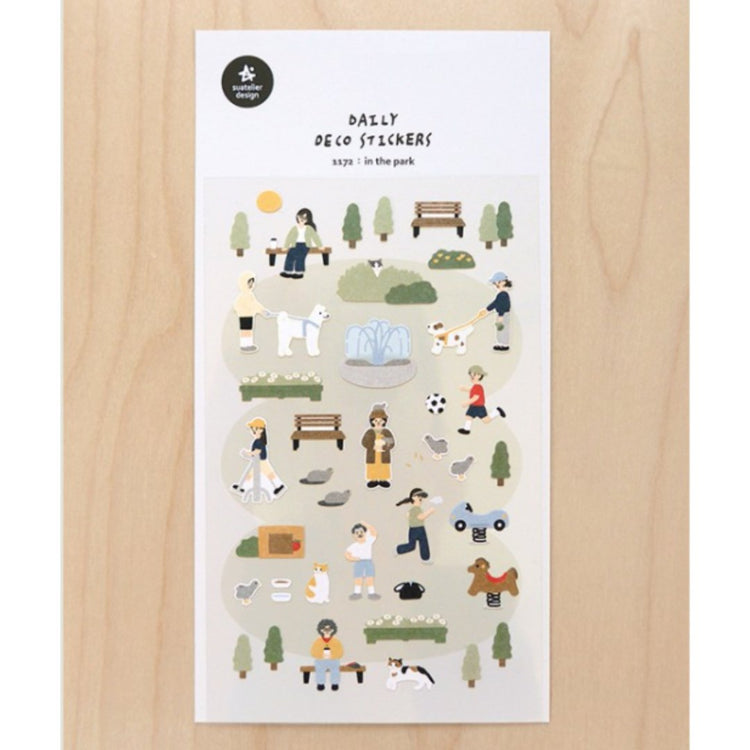 Suatelier Daily Deco Sticker — In the Park — applied in a journal