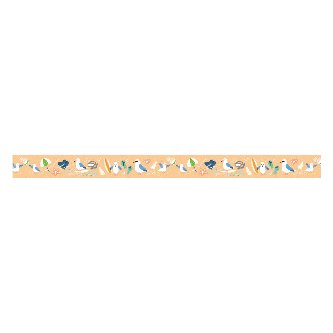 mt EX Washi Tape — Summer Black-tailed Gull — rolled out on paper