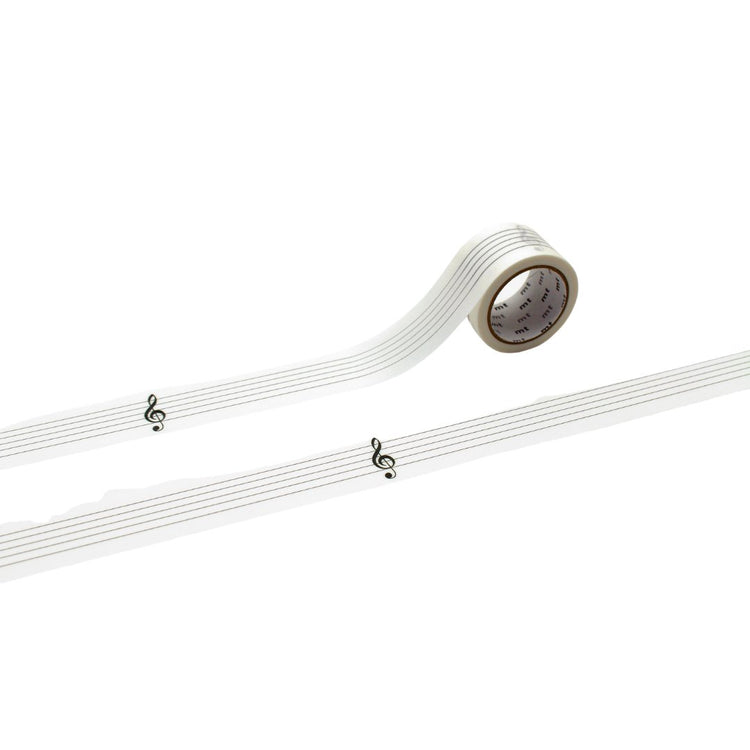 mt KakuKaku Washi Tape — Musical Staff and Treble Clef — roll front