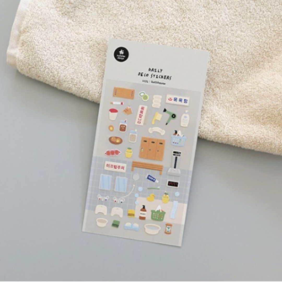 Suatelier Daily Deco Sticker — Bathhouse — applied in a journal