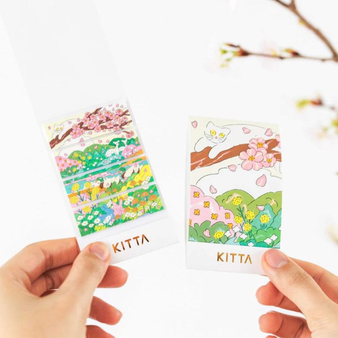 KITTA Compact Masking Tape Sticker — Spring Wind — with packaging