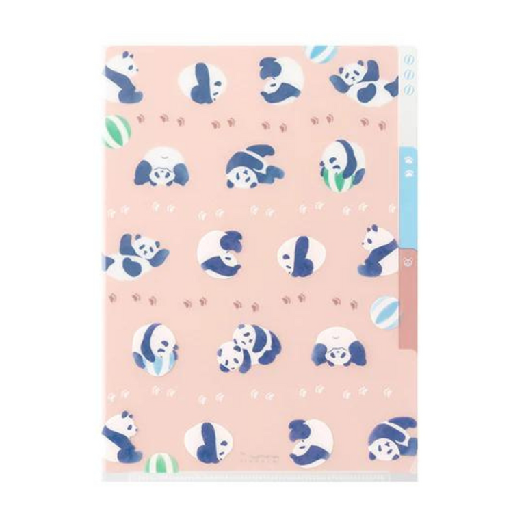 Midori A5 3-Pocket Clear Folder — Panda — front view