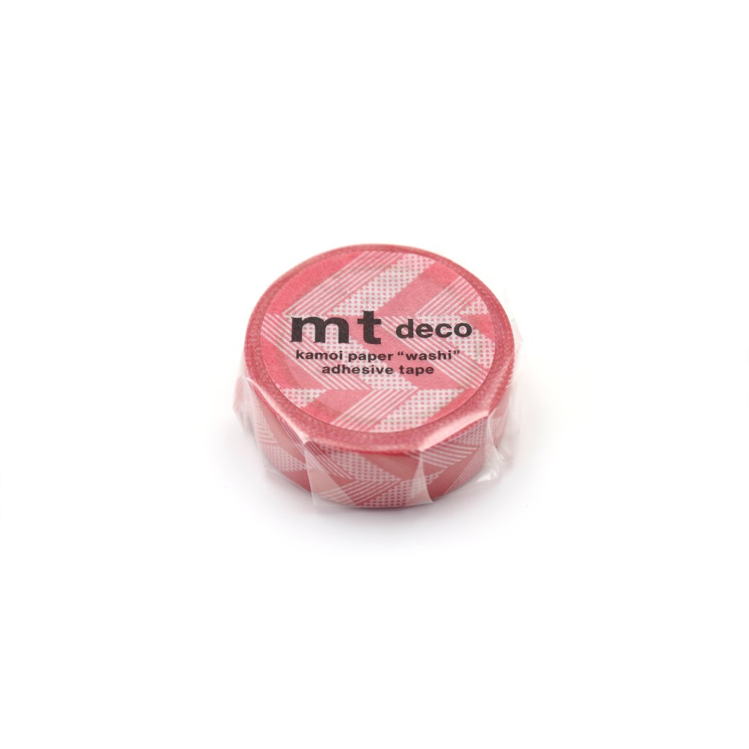 mt 1P Kamoi Washi Tape — Multi-stripe Pink — rolled out on paper