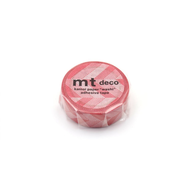 mt 1P Kamoi Washi Tape — Multi-stripe Pink — rolled out on paper