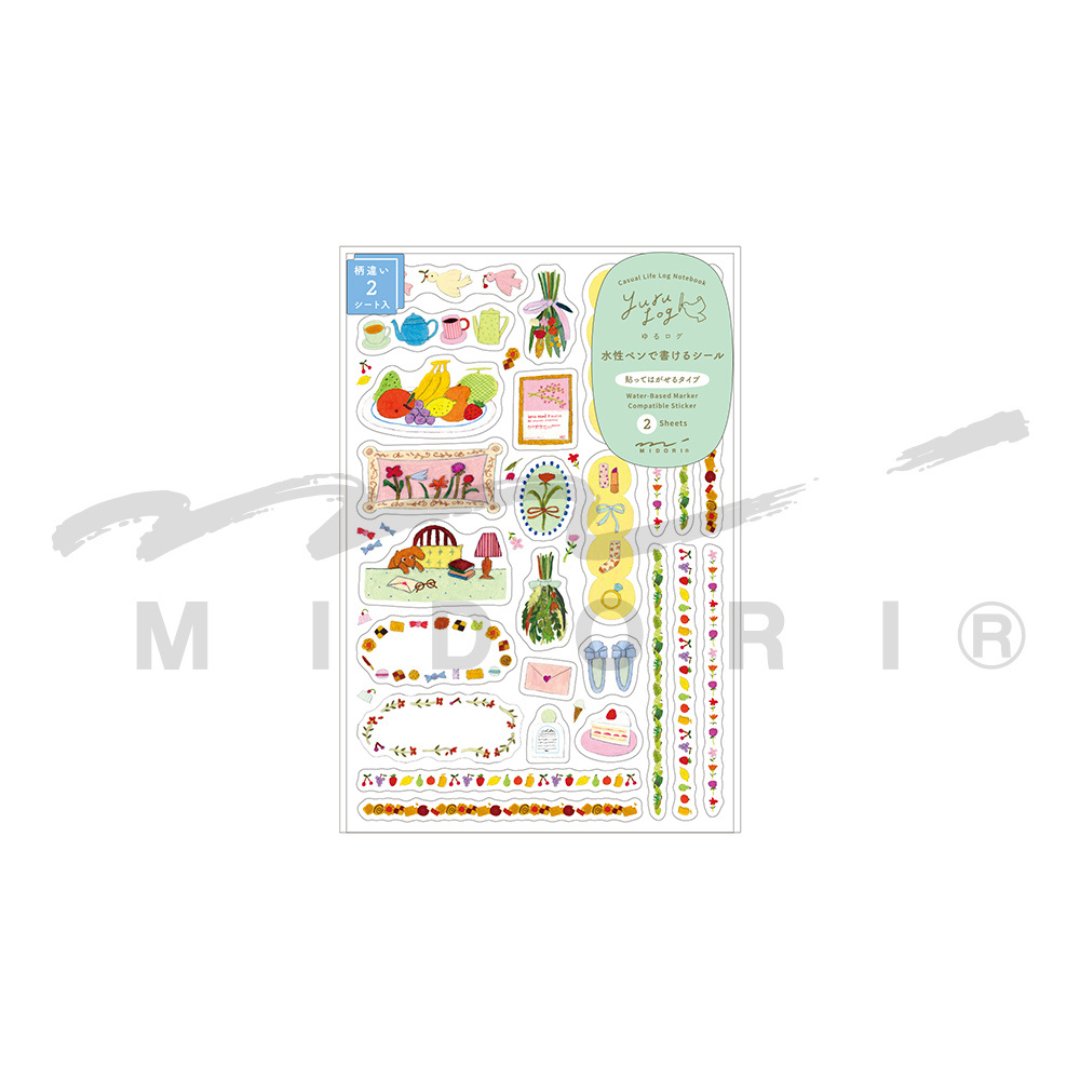 Midori Yuru Log Sticker <2 Sheets> — My Life — applied in a journal