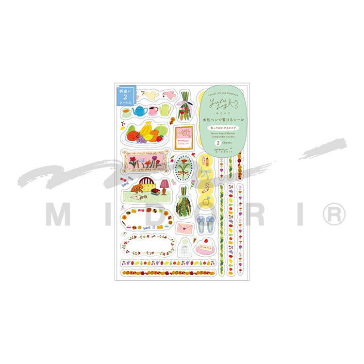 Midori Yuru Log Sticker <2 Sheets> — My Life — applied in a journal