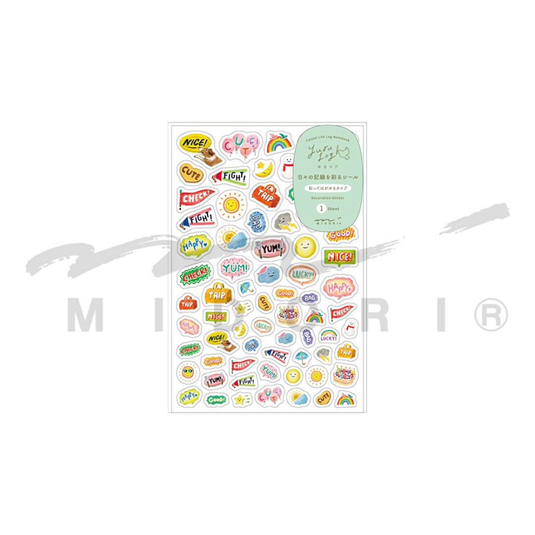 Midori Yuru Log Sticker <1 Sheet> — Feeling — applied in a journal