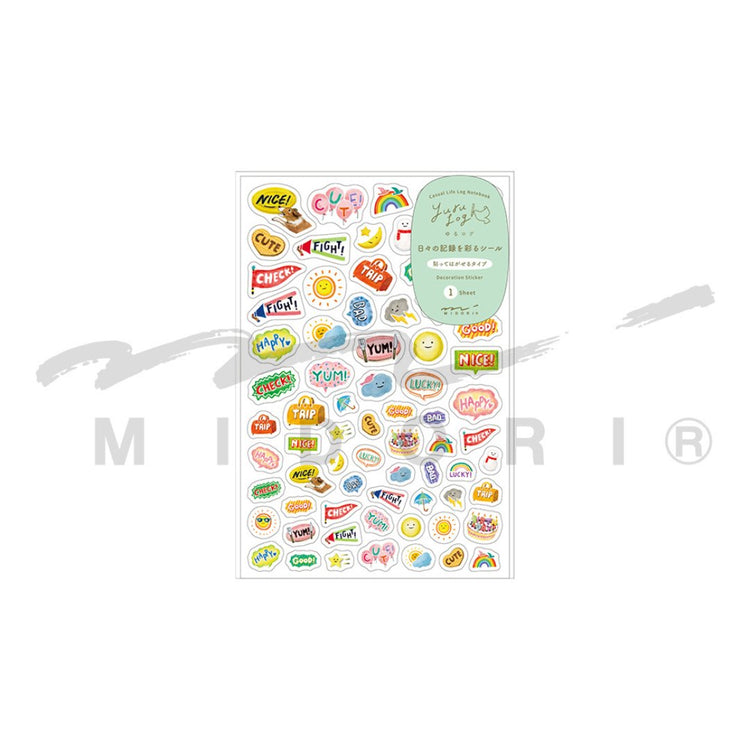 Midori Yuru Log Sticker <1 Sheet> — Feeling — applied in a journal