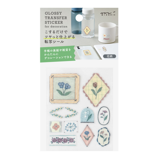 Midori Glossy Transfer Sticker — Flower — sheet front
