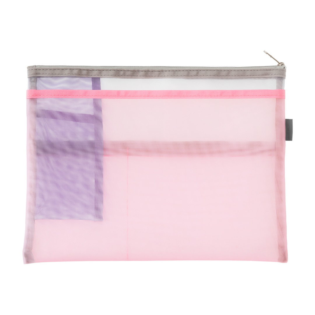 Midori Pen & Tool Pouch <B5> Mesh — Pink — with packaging