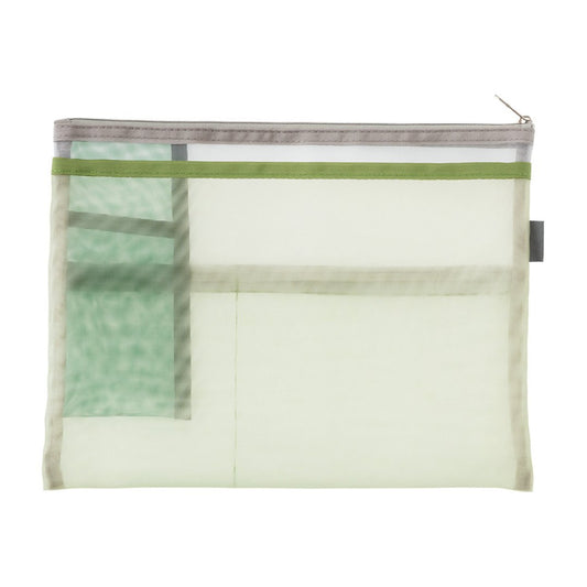 Midori Pen & Tool Pouch <B5> Mesh — Green — detail view