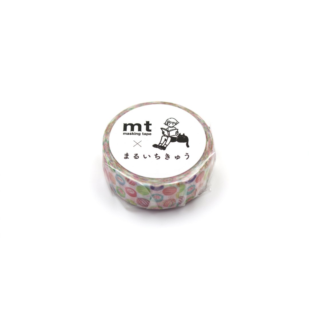 mt x Maruichikyu Washi Tape — Candy Dot — rolled out on paper
