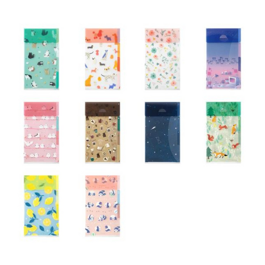 Midori A5 Slim 3-Pocket Clear Folder with Flap — Nordic Animals — detail view