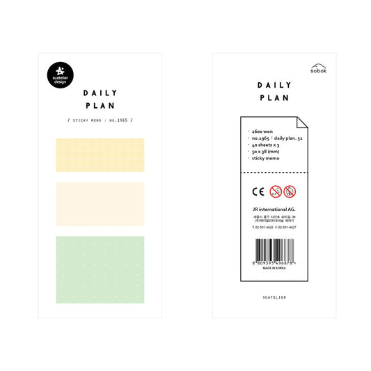 Suatelier Sticky Memo — Daily Plan .51 Pastel Grid (3) — front view