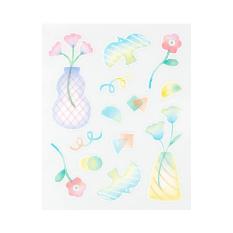 Midori Glossy Transfer Sticker — Flower Vase — sticker detail
