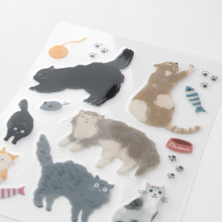 Midori Glossy Transfer Sticker — Cat — with packaging