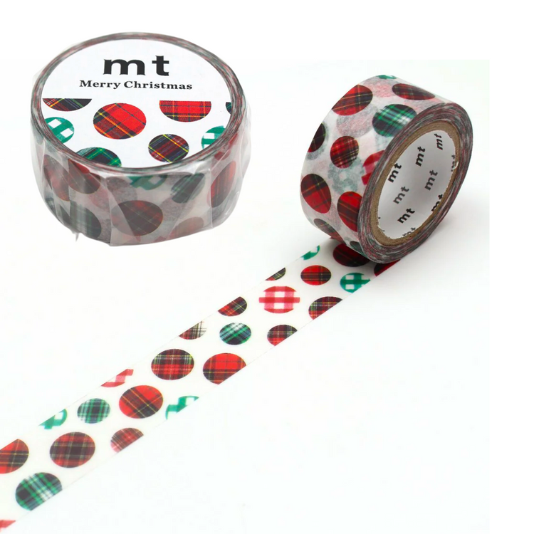 mt Christmas Washi Tape — Check Dot — roll front