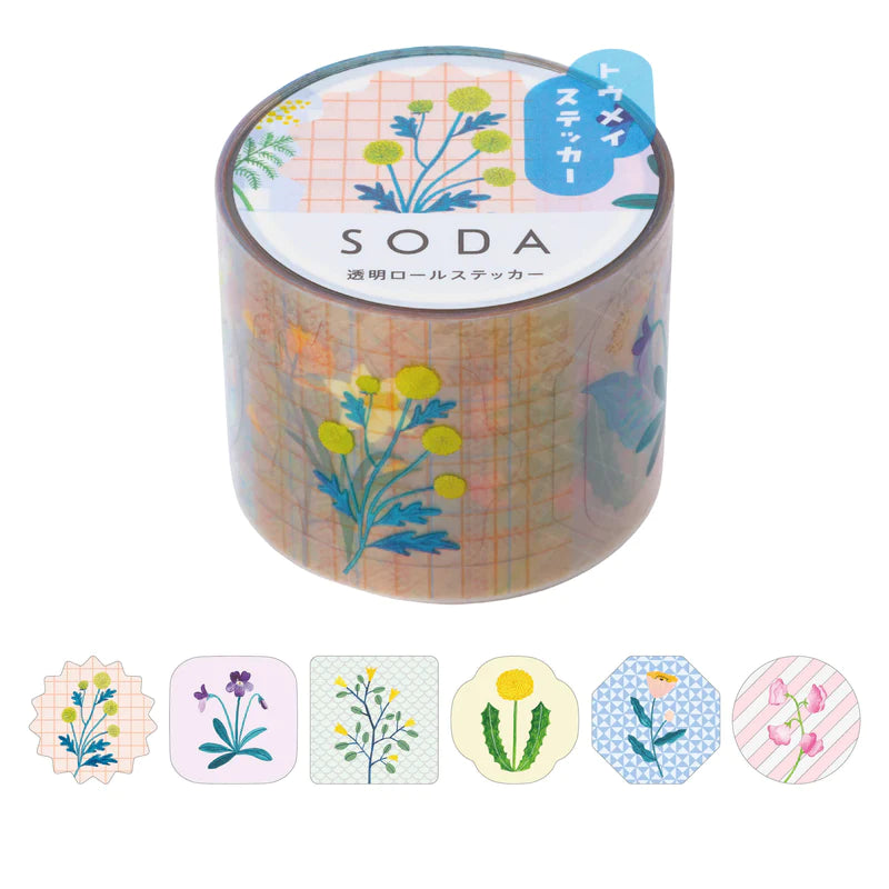 KITTA Soda Transparent Masking Tape — Wildflower — roll front