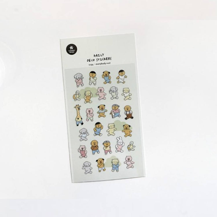 Suatelier Daily Deco Sticker — everybody run! — with packaging