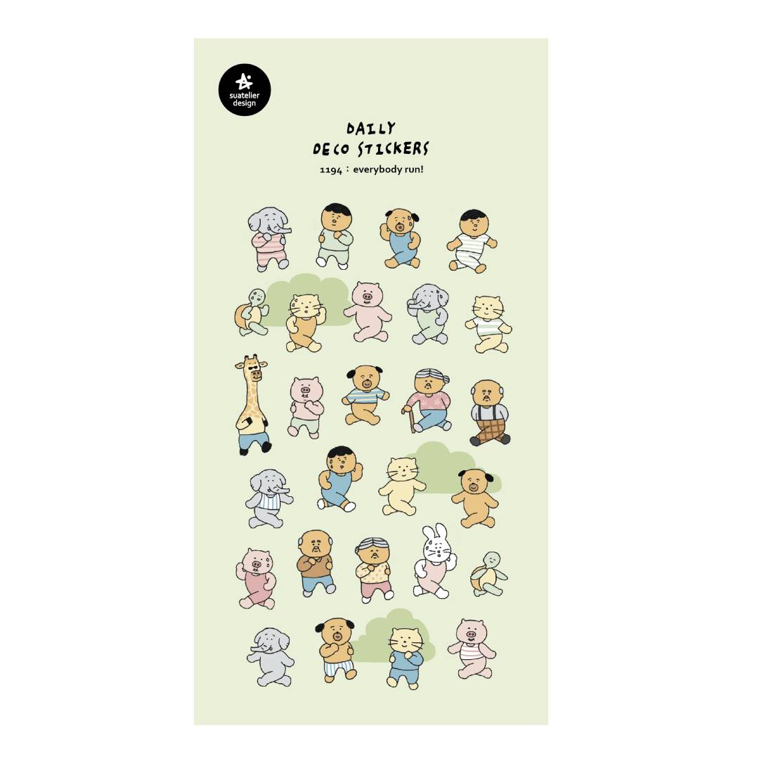 Suatelier Daily Deco Sticker — everybody run! — sheet front