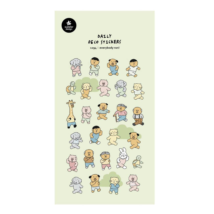Suatelier Daily Deco Sticker — everybody run! — sheet front
