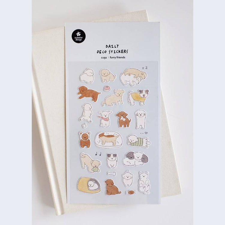Suatelier Daily Deco Sticker — furry friends — applied in a journal