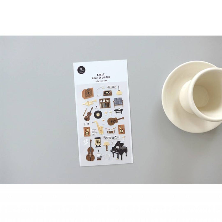 Suatelier Daily Deco Sticker — Jazz Cafe — applied in a journal