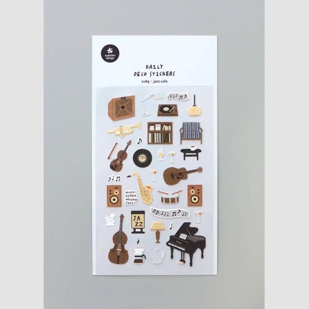 Suatelier Daily Deco Sticker — Jazz Cafe — with packaging