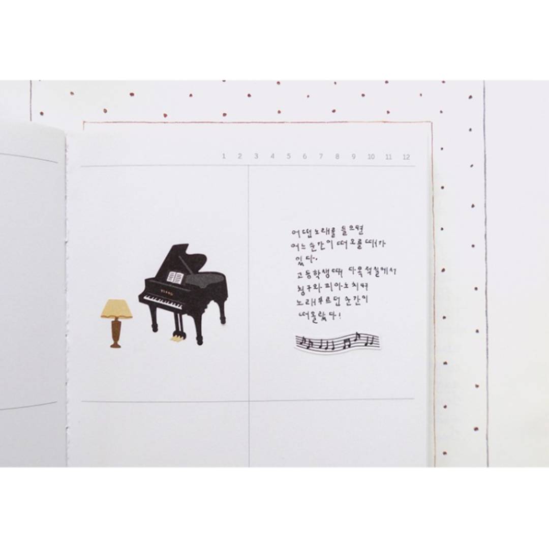 Suatelier Daily Deco Sticker — Jazz Cafe — applied in a journal