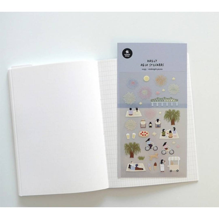 Suatelier Daily Deco Sticker — midnight picnic — applied in a journal