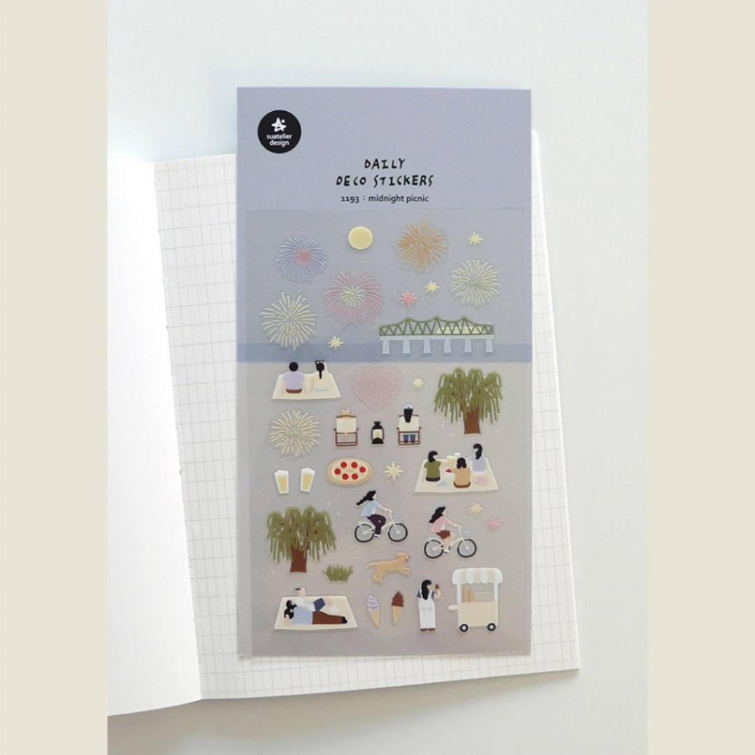 Suatelier Daily Deco Sticker — midnight picnic — with packaging