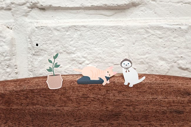 Suatelier Sticker — Meow — with packaging